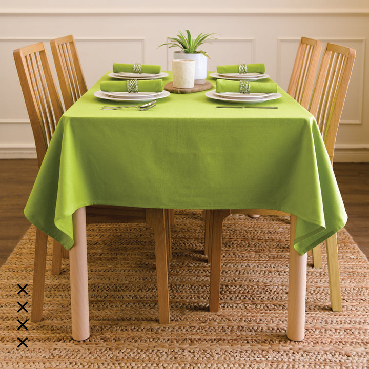 Cotton Lime Green Table Cloth (Pack of 1)