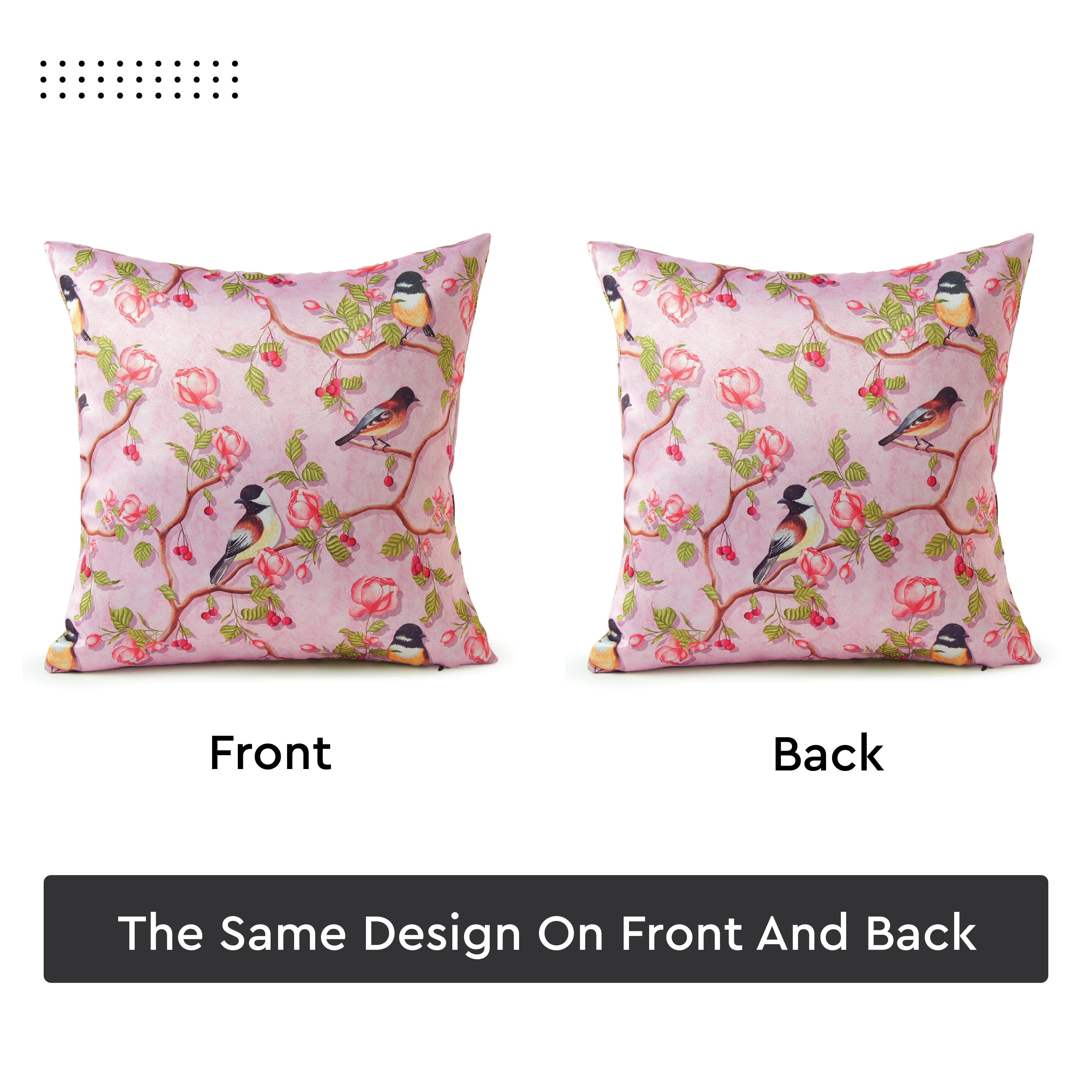 Blackout Polyester Dusty Pink Birds Cushion Cover