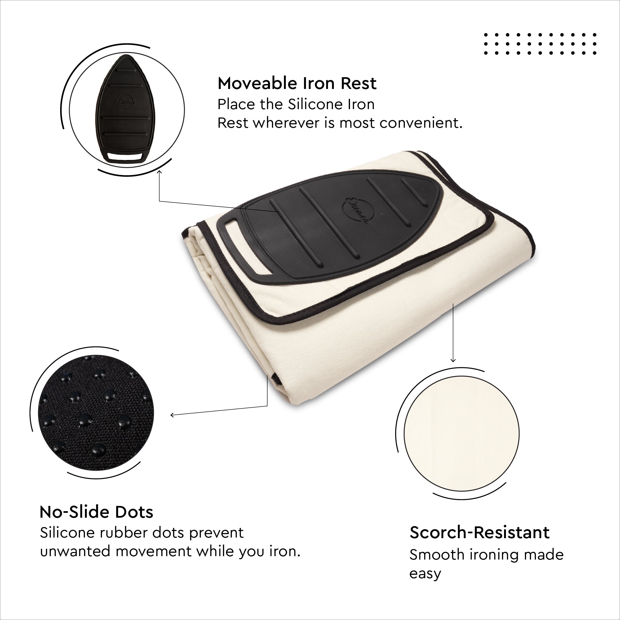 Cotton Natural Luxury Anti-Slip & Table Protector Ironing Mat (Pack of 1)