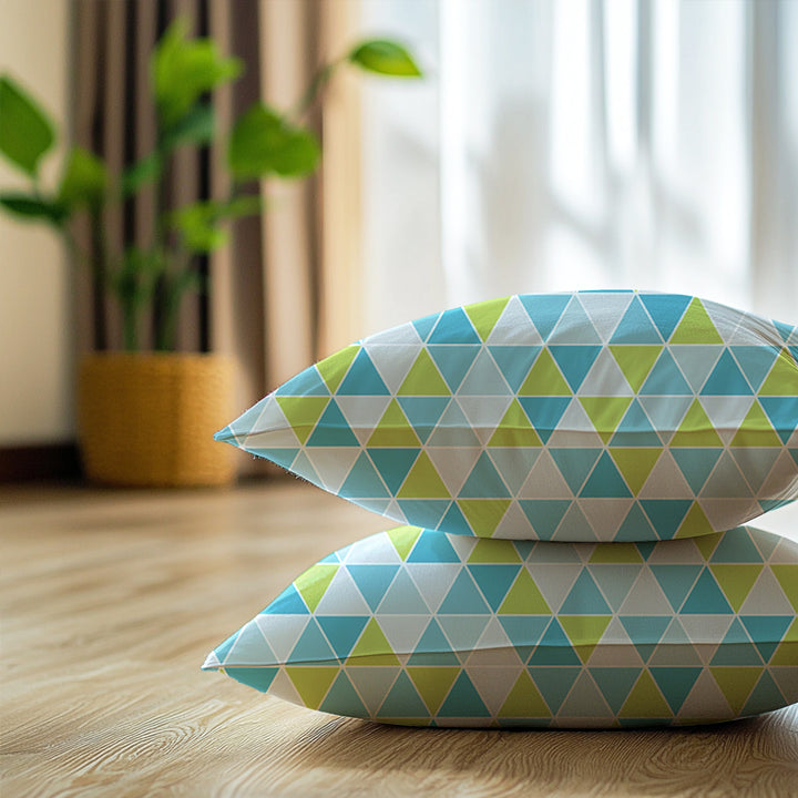 Micro Big Triangles Aqua Cushion Cover