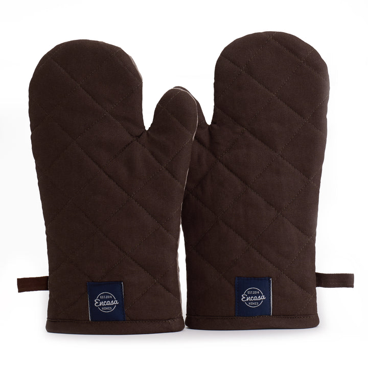 Canvas Dark Taupe & Beige Oven Gloves (Pack of 2)