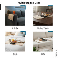 Pinewood Cream with Brown Antiskid Top Wooden Tray (Pack of 1)