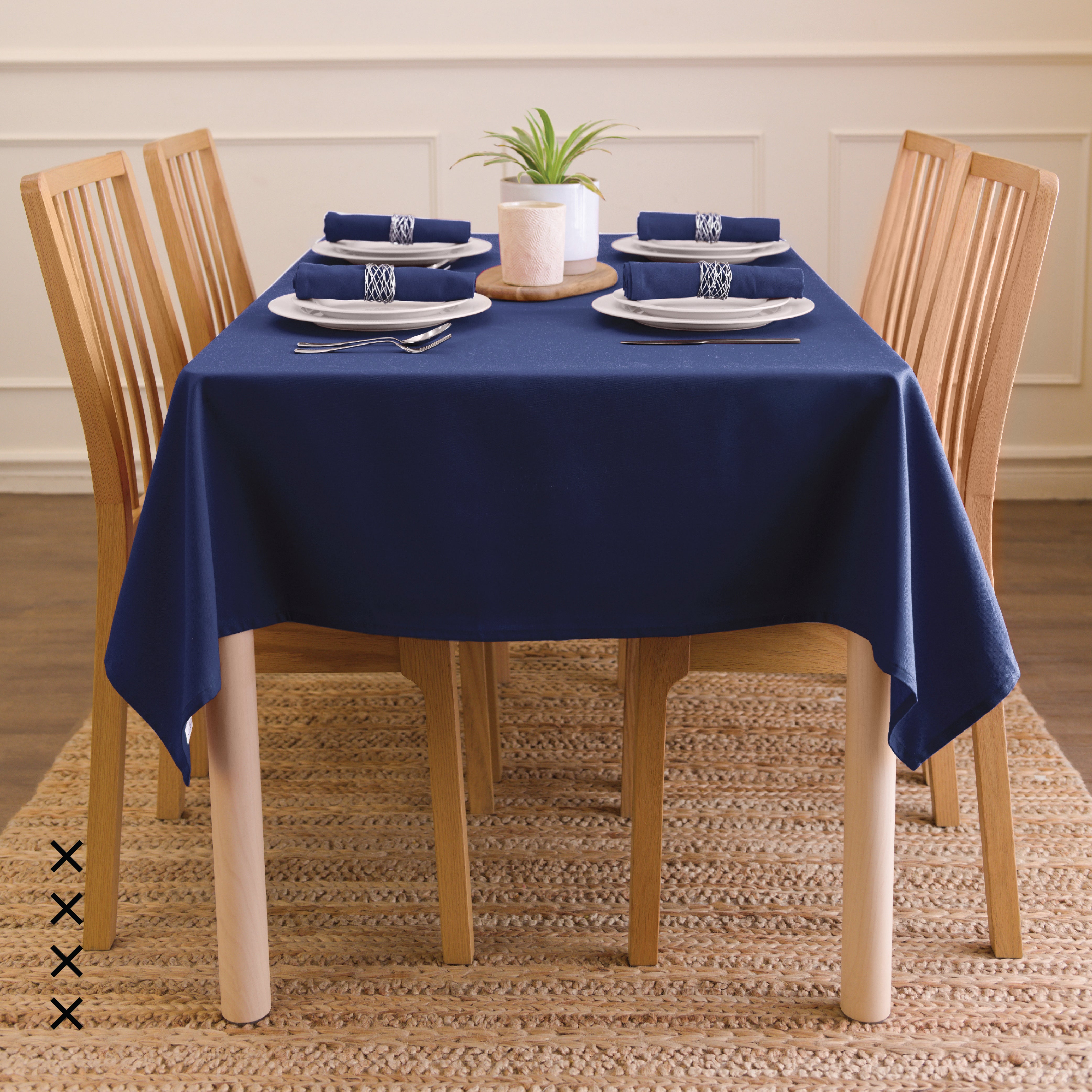 Canvas Navy Blue Table Cloth (Pack of 1)