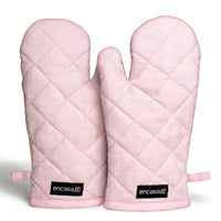 Canvas Light Pink & Light Grey Oven Gloves (Pack of 2)