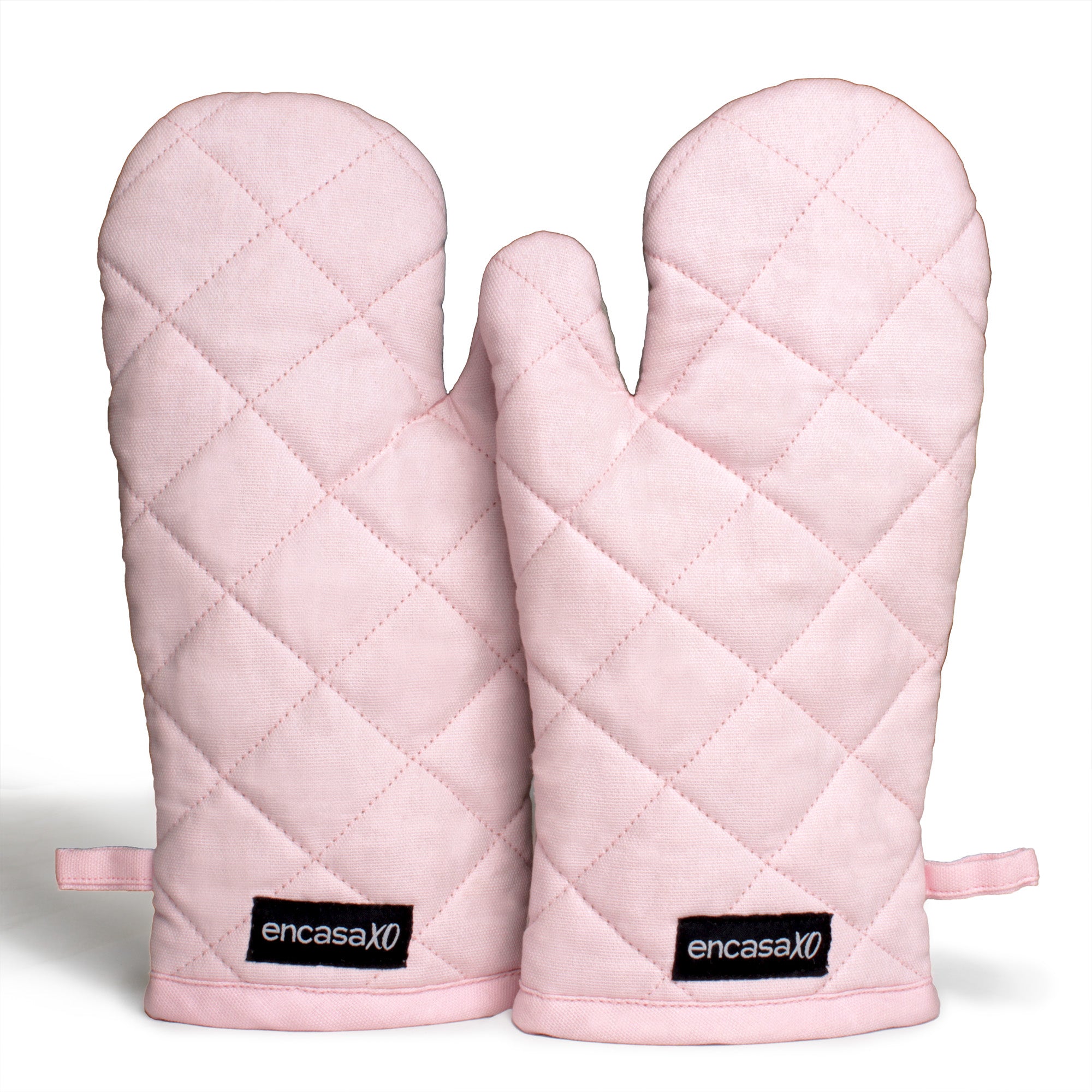 Canvas Light Pink & Light Grey Oven Gloves (Pack of 2)