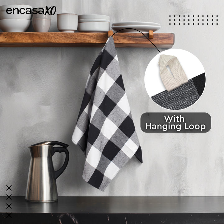 Cotton Buffalo Black Checks Kitchen Towel (Pack of 4)