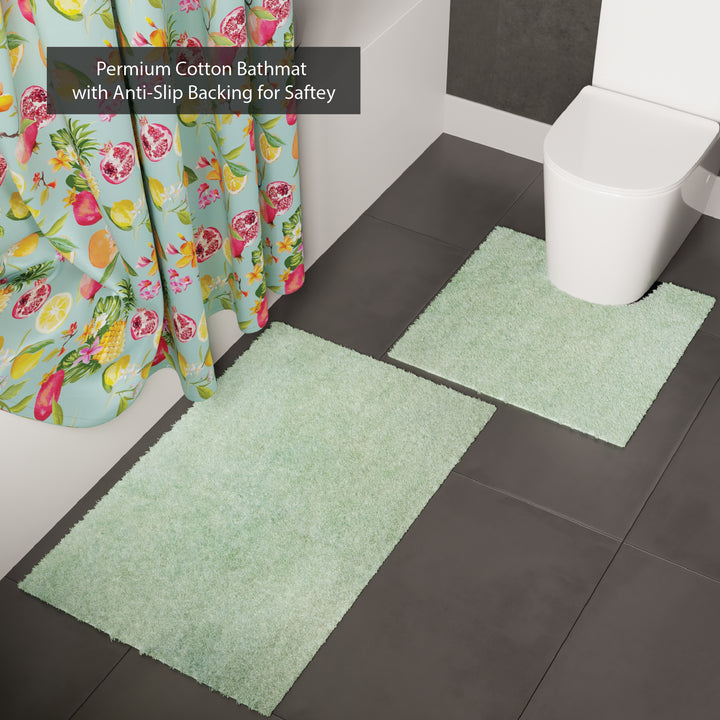 Polyester Pineapple Combo Shower Curtain + Bathmat (Pack of 3)