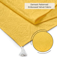 Embossed Velvet Lemon Yellow Table Runner