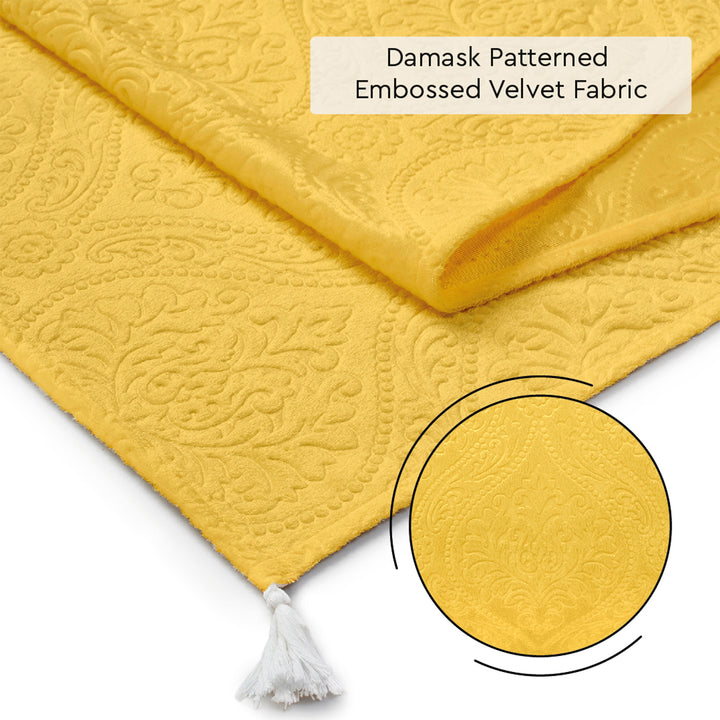 Embossed Velvet Lemon Yellow Table Runner