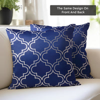 Blackout Polyester Trellis Navy Cushion Cover (Pack of 2)