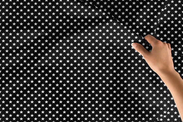20s Sheeting Black Colour Stars Fabric (1 Meter)