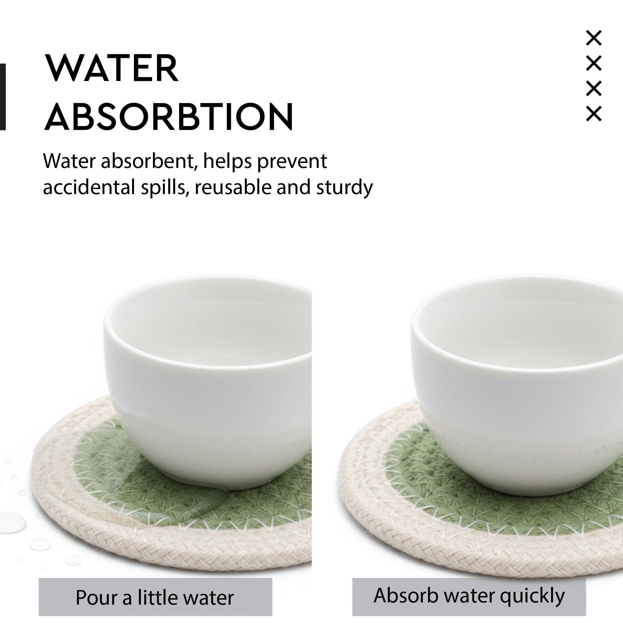 Cotton Sage & Off White Coaster
