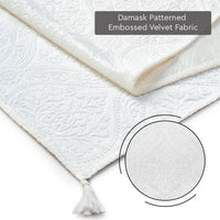 Embossed Velvet White Table Runner