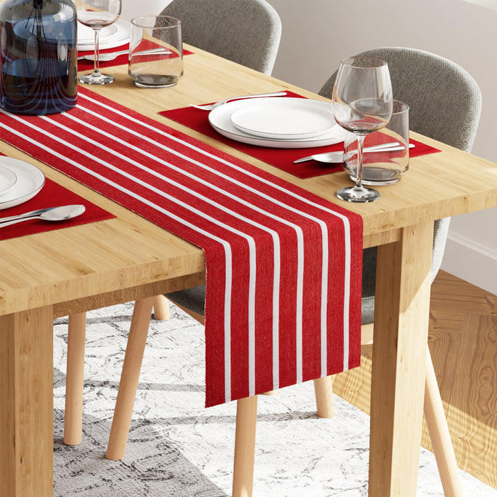 Cotton Roma Red Table Runner+Placemat (Pack of 7)