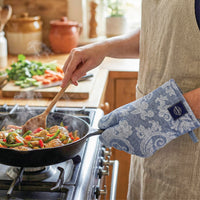 Cotton Floral Blue Oven Glove & Pot Holder