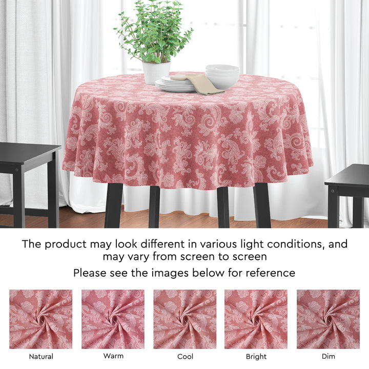 Cotton chambray Red Table Cloth (Pack of 1)