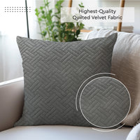 Quilted Velvet Dark Grey Cushion Cover (Pack of 2)