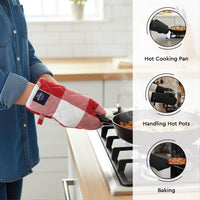 Cotton Buffalo Red Checks Apron + Oven Glove + Pot Holder (Pack of 3)