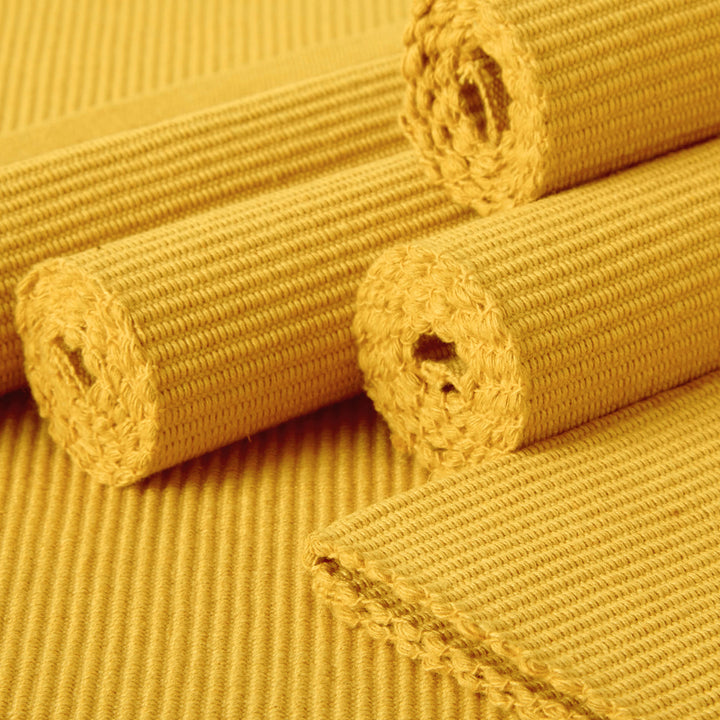 Ribbed Cotton Yellow Placemat (Pack of 6)