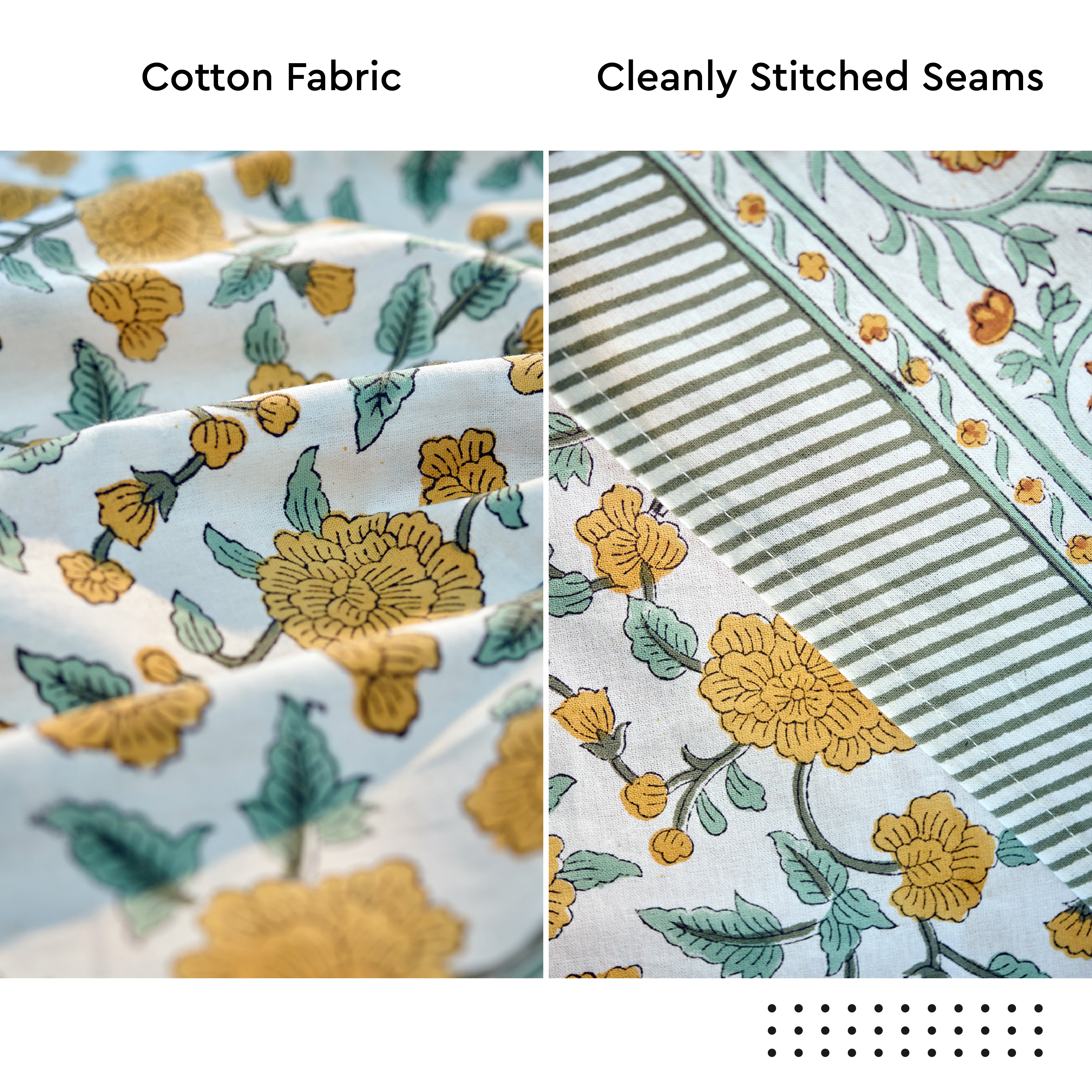 Jaipuri Hand block Print Cotton Yellow Tablecloth