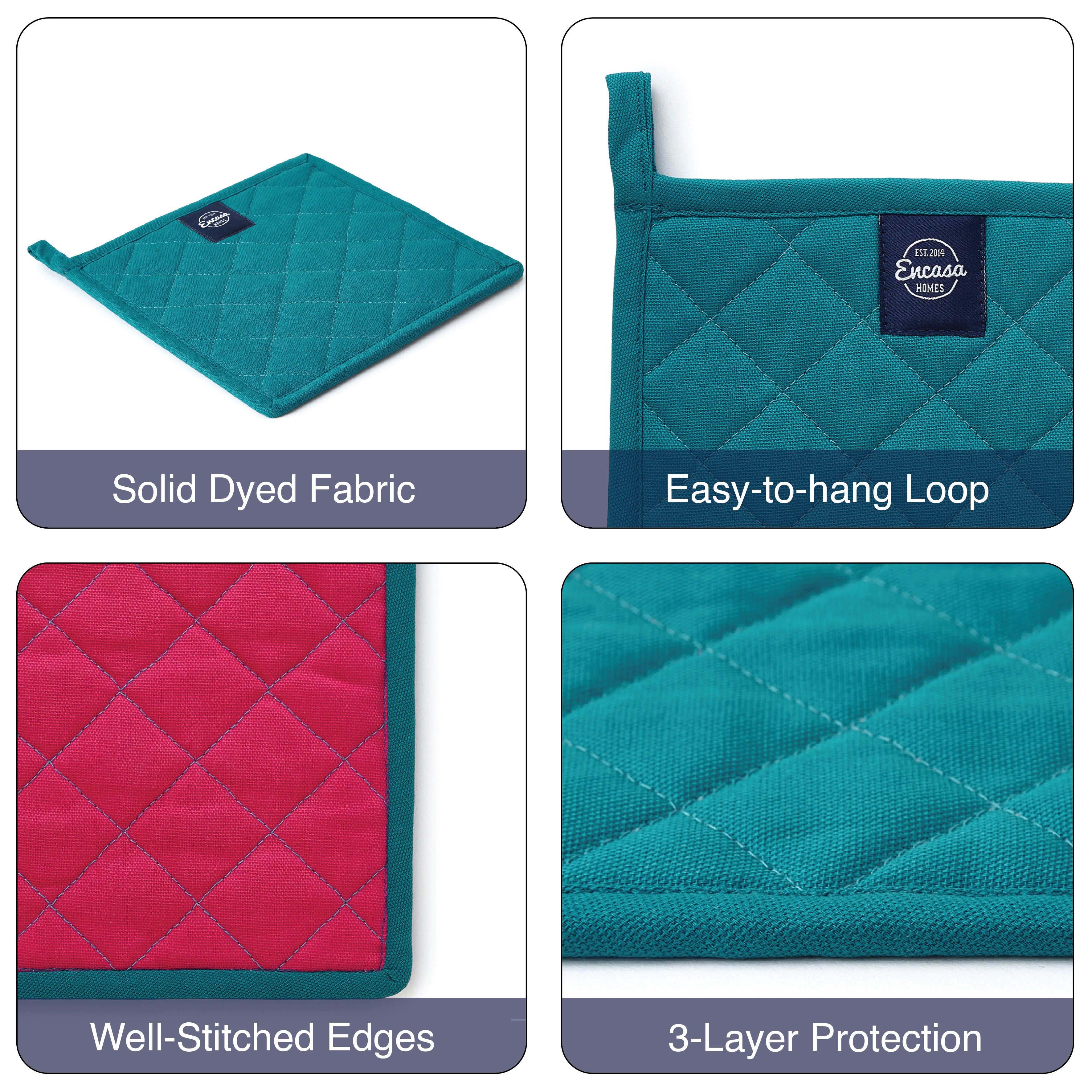 Cotton Azul Blue Pot Holders (Pack of 2)
