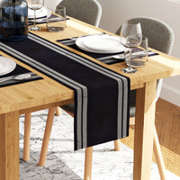 Cotton Ladder Black Table Runner+Placemat (Pack of 7)