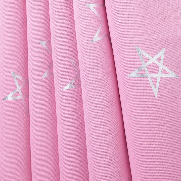 Blackout Polyester Fabric by Meter, 100x122 cm | Blocks Light, Heat & Noise, For Curtains, Cushion Covers, Door & Window Drapes - Foil Star Print