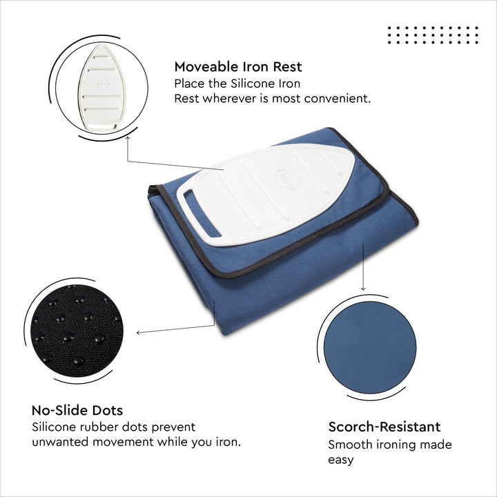 Cotton Cobalt Luxury Antiskid Ironing Mat (Pack of 1)