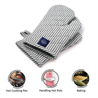 RC Yarn-Dyed Ticking Black Oven Gloves (Pack of 2)
