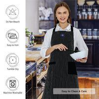 Cotton Butcher Stripes Black Apron (Pack of 1)