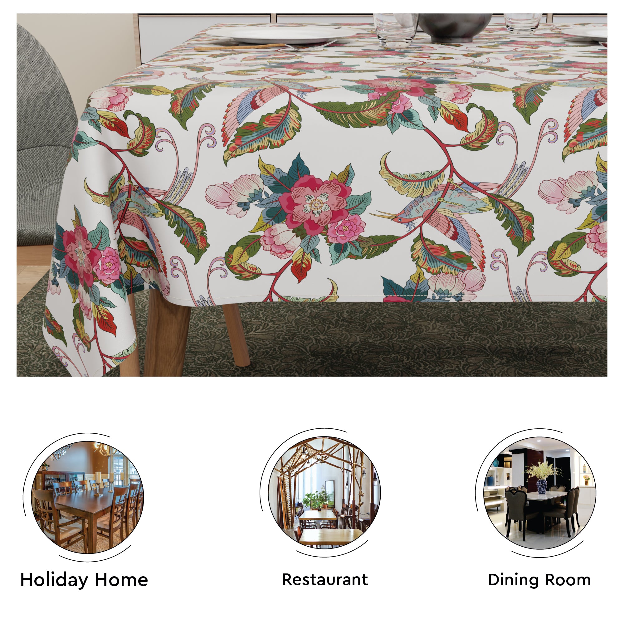Polyester Chintz Red Table Cloth (Pack of 1)