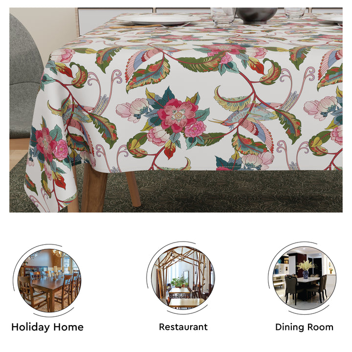Polyester Chintz Red Table Cloth (Pack of 1)