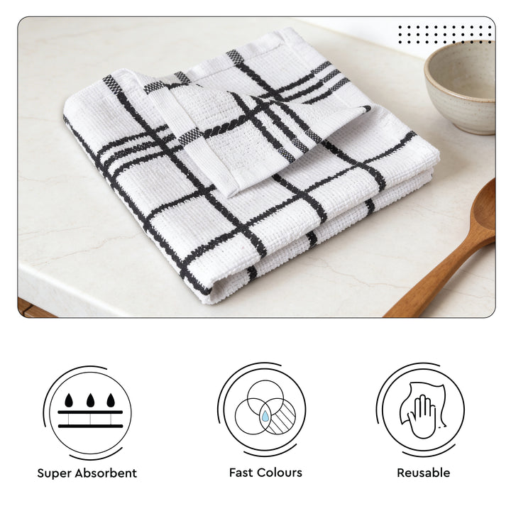 Cotton Terry Black Dish Towel (Pack of 6)