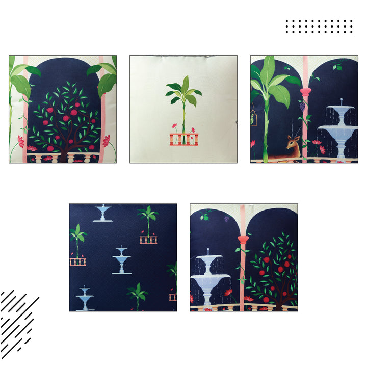 Polyester Mughal-01 Cushion Cover (Pack of 5)