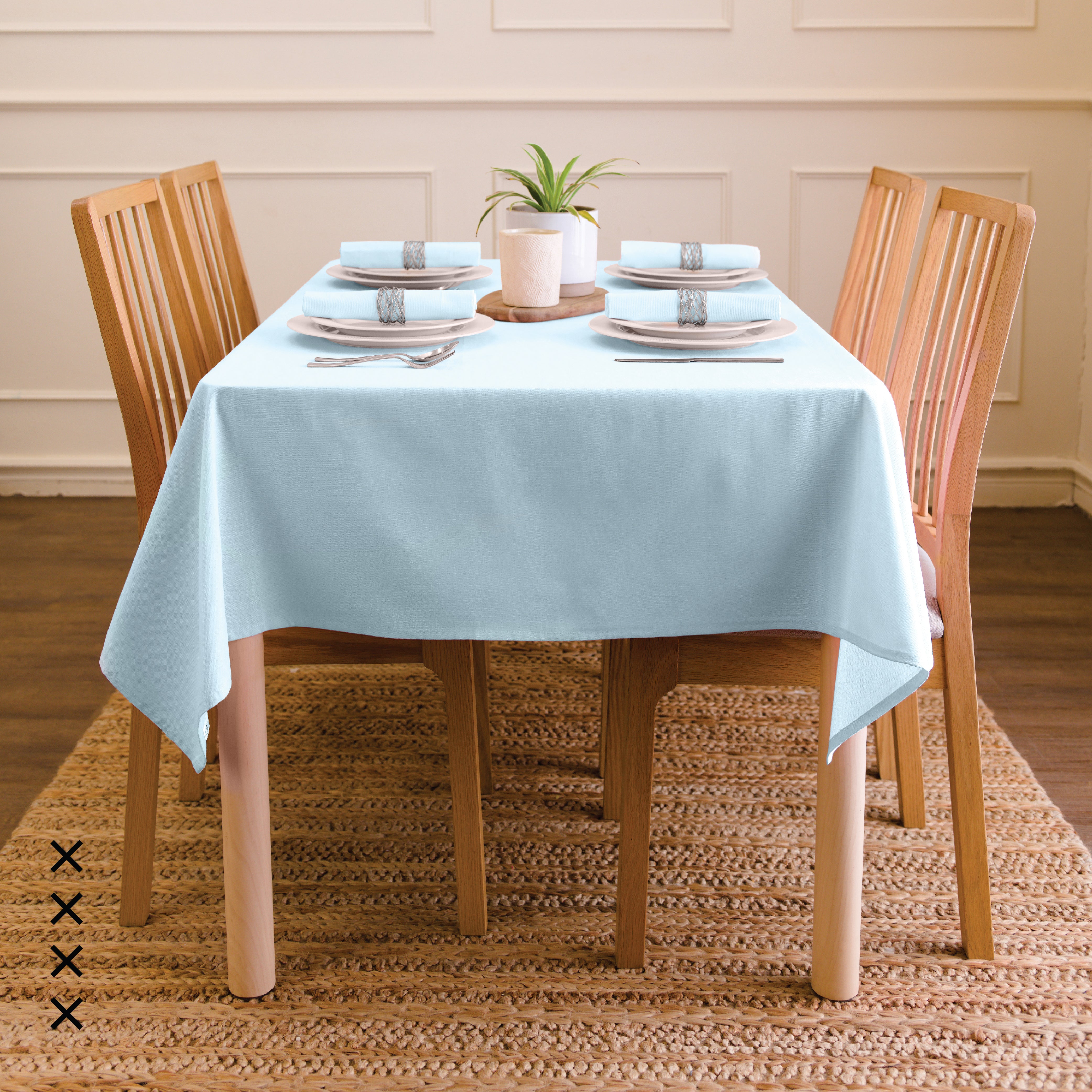 Cotton Ice Blue Table Cloth (Pack of 1)