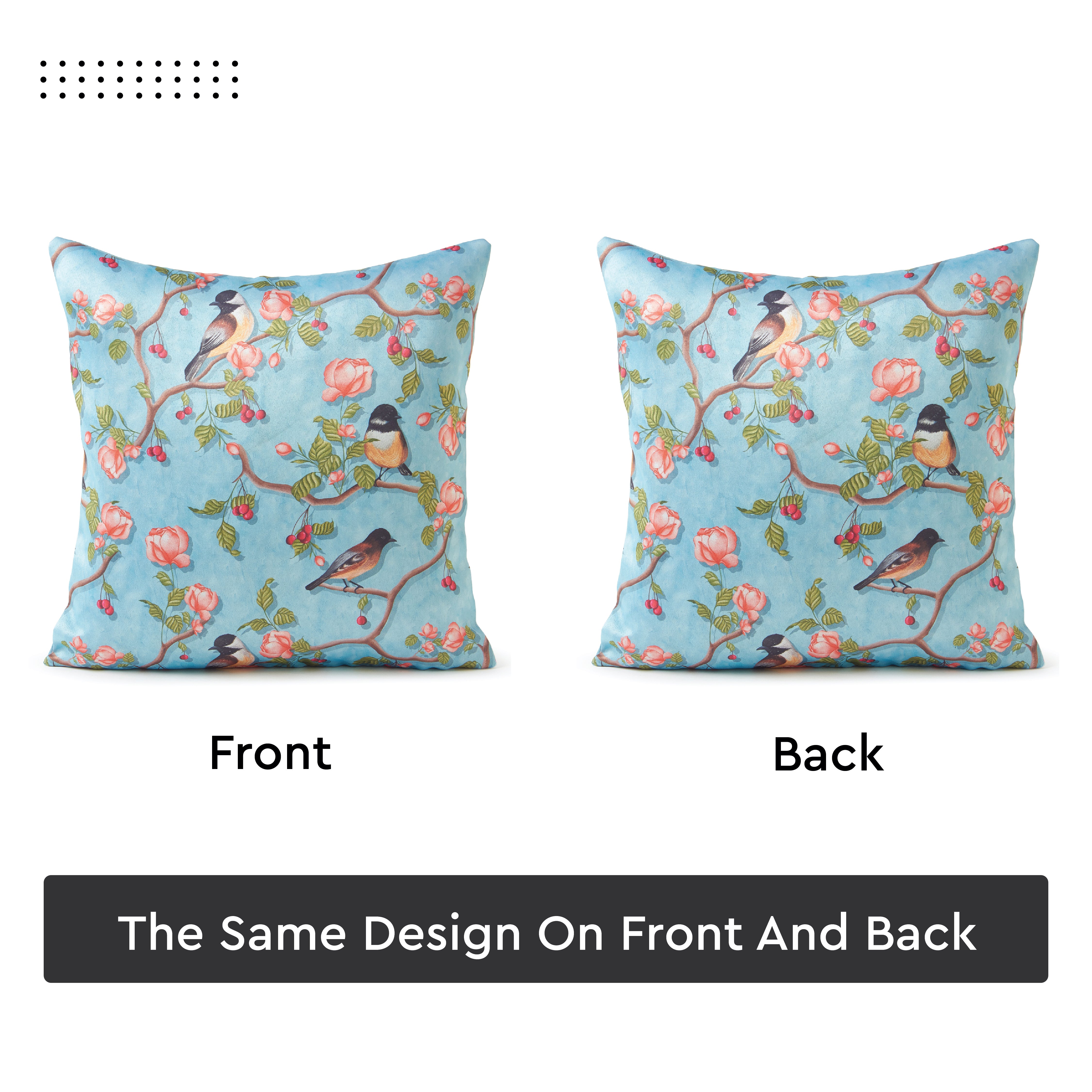 Blackout Polyester Sky Blue Birds Cushion Cover