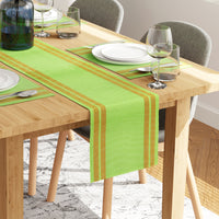 Cotton Ladder Green Table Runner+Placemat (Pack of 7)