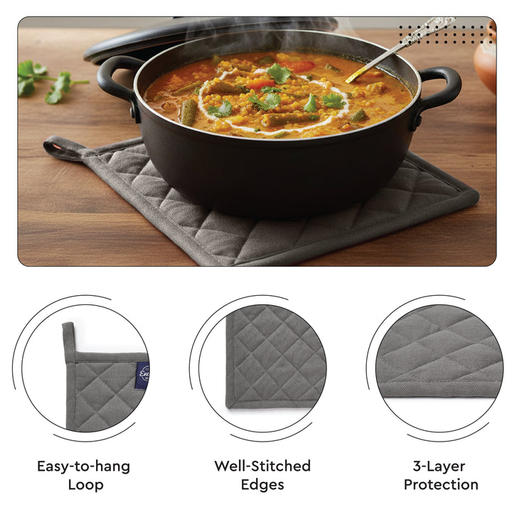 Cotton Grey Oven Glove & Pot Holder
