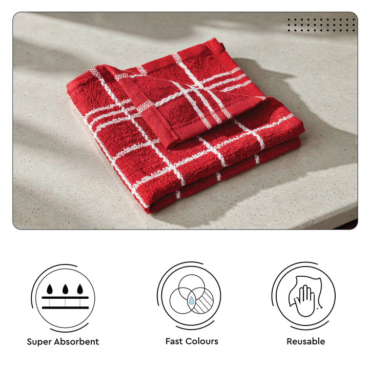 Cotton Terry Red Dish Towel (Pack of 6)
