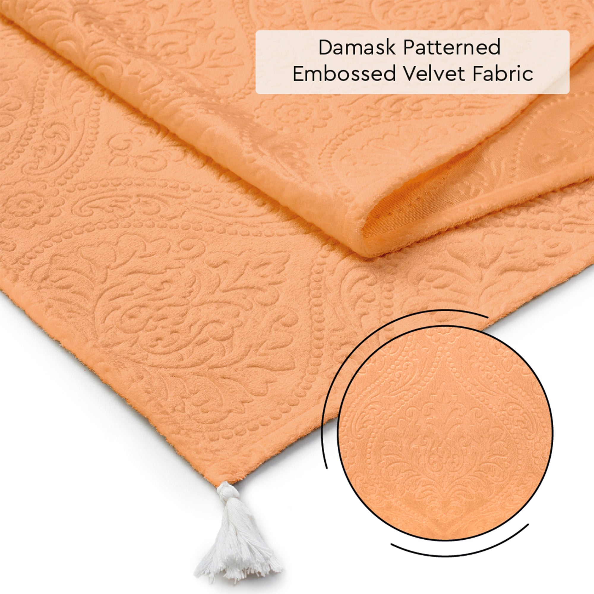 Embossed Velvet Peach Table Runner