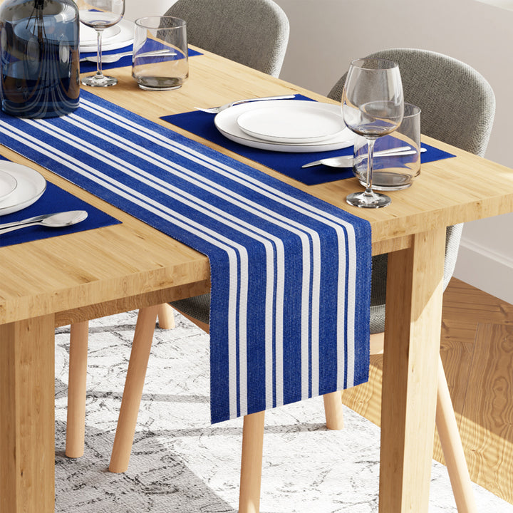 Cotton Franca Blue Table Runner+Placemat (Pack of 7)