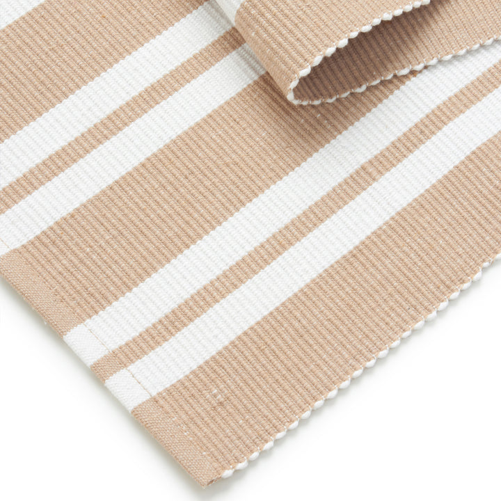 Cotton Franca Beige Stripes Table Runner (Pack of 1)