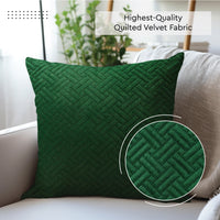 Quilted Velvet Forest Green Cushion Cover (Pack of 1)