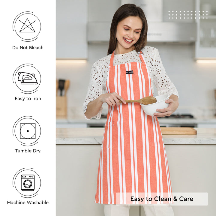 RC Yarn-Dyed Franca Orange Stripes Apron (Pack of 1)