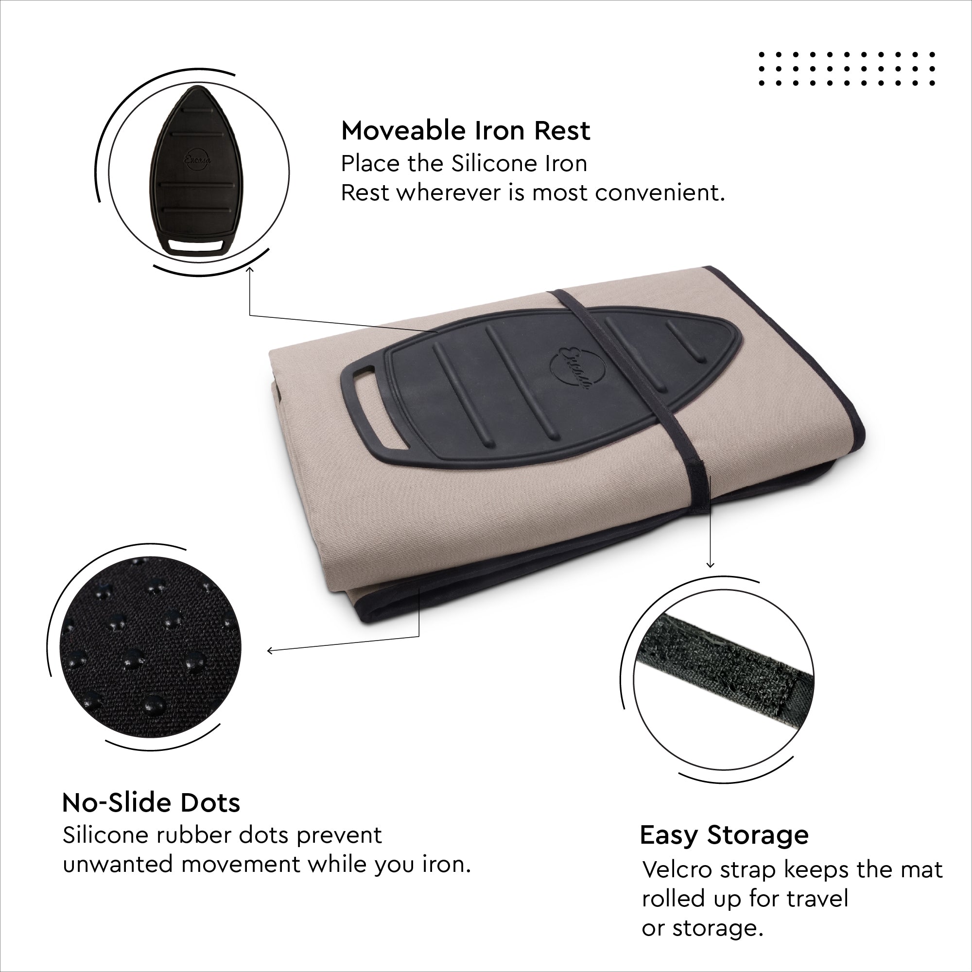 Cotton Beige Luxury Anti-Slip & Table Protector Ironing Mat (Pack of 1)