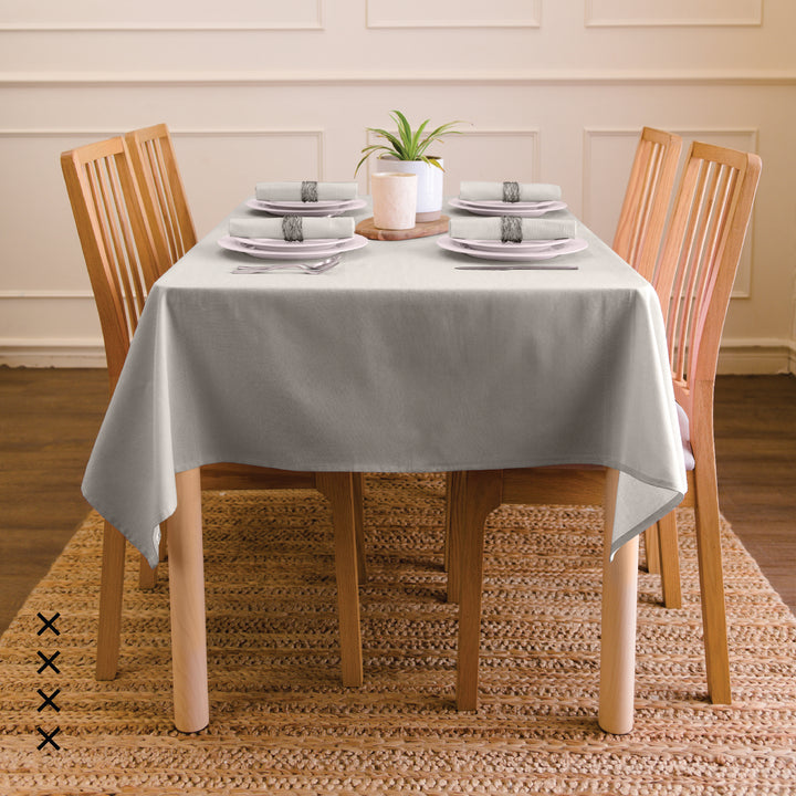 Cotton Light Grey Table Cloth (Pack of 1)