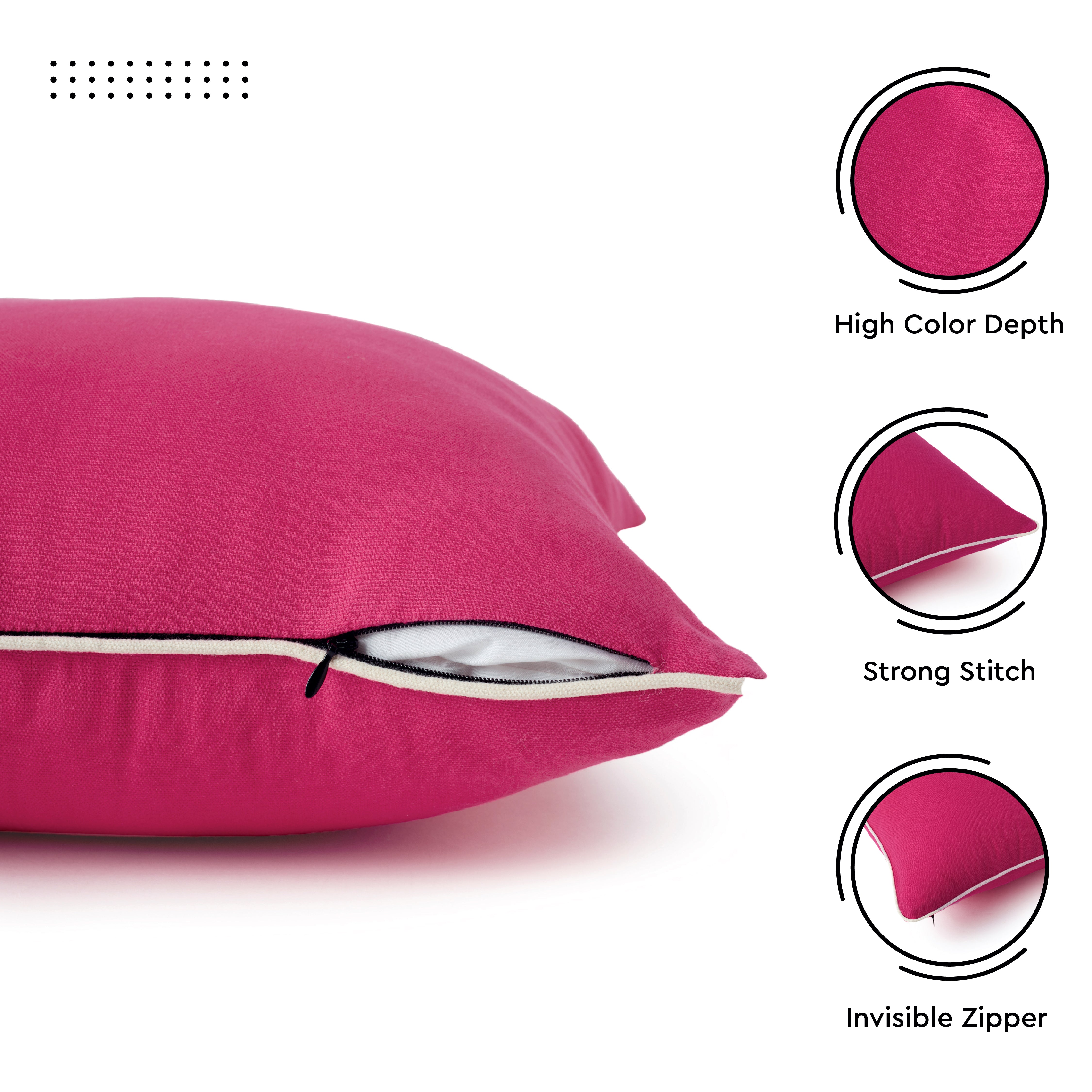 Cotton Hot Pink +Natural Cushion Cover (Pack of 2)