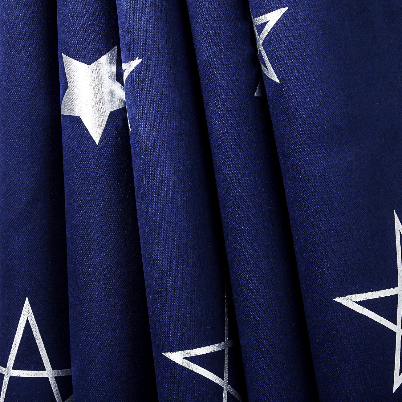 Blackout Polyester Fabric by Meter, 100x122 cm | Blocks Light, Heat & Noise, For Curtains, Cushion Covers, Door & Window Drapes - Foil Star Print