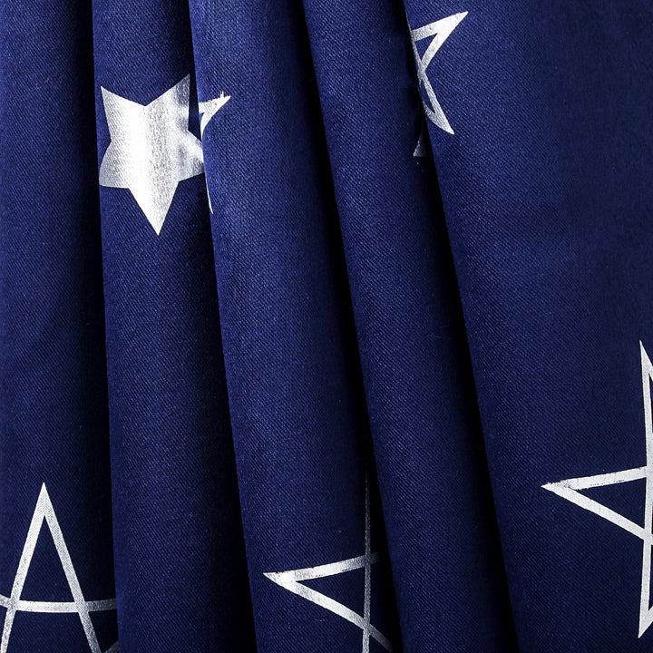 Blackout Polyester Fabric by Meter, 100x122 cm | Blocks Light, Heat & Noise, For Curtains, Cushion Covers, Door & Window Drapes - Foil Star Print