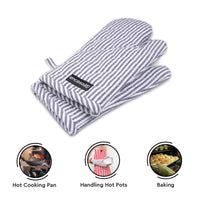 Cotton Ticking Navy Blue Oven Gloves (Pack of 2)
